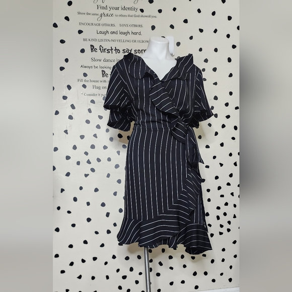 Black and White Striped Women's Dress - Picture 1 of 3
